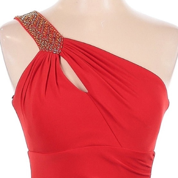 Vintage Cache Gold Label Red One Shoulder Sequin Beaded Formal Dress Size 0 XXS - Picture 2 of 8